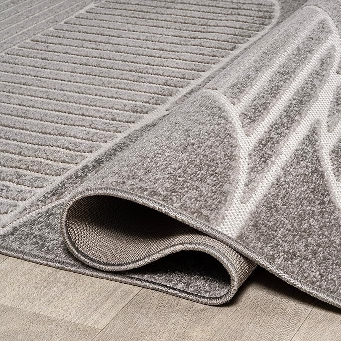 JONATHAN Y SCN104C-28 Nordby High-Low Geometric Arch Scandi Striped Indoor/Outdoor Runner Rug,Contemporary,Bohemian,Transitional for Bedroom,Kitchen,Living Room,Non Shedding,Easy-Washing, Gray, 2 X 8