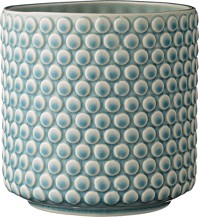 Bloomingville Coastal Stoneware Pot with Raised Dots and Crackle Glaze, Sky Blue, 6"