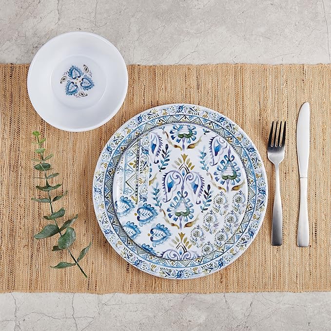 Fitz & Floyd Fitz and Floyd Azure Melamine Outdoor 12 Piece Dinnerware Set, Service for 4, Multicolor