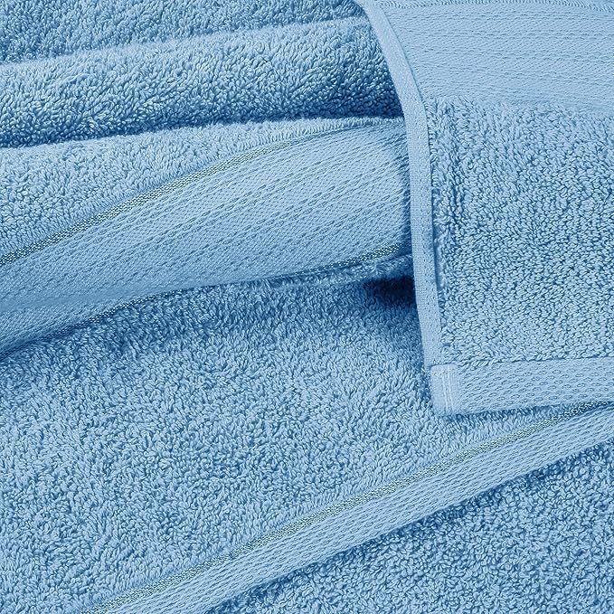 GLAMBURG 700 GSM Premium Cotton 2-Pack Oversized Extra Large Bath Sheet Set - 100% Combed Cotton - 2 Bath Sheets 35x70 - Luxury Hotel & Spa Quality - Durable Ultra Soft Highly Absorbent - Sky Blue