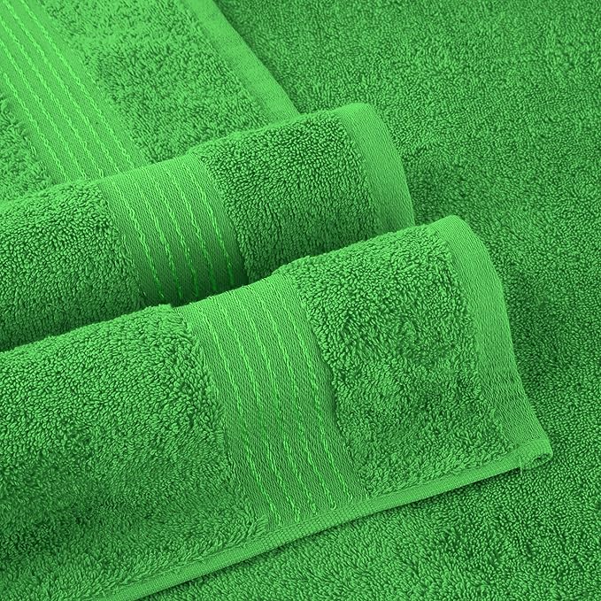 Elegant Comfort Premium Cotton 6-Piece Towel Set, Includes 2 Washcloths, 2 Hand Towels and 2 Bath Towels, 100% Turkish Cotton - Highly Absorbent and Super Soft Towels for Bathroom, Emerald Green