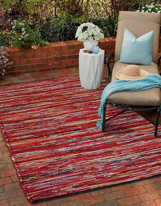 Rug Area Rugs Cotton 2x3 Ft Multicolour Chindi for Livingroom Bedroom Washable RagRug Reversible Farmhouse Kitchen RunnerRug Carpet Area Runner Mat for Hallway, Entryway 24x36 Inch