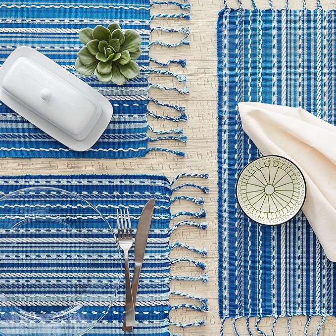 DII Southwest Collection Tabletop, Placemat Set, Blue, 6 Piece