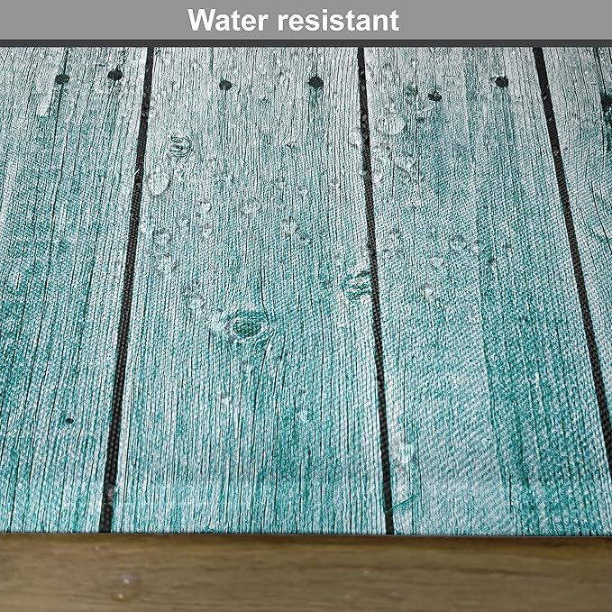 Ambesonne Rustic Place Mats Set of 8, Wood Panels Background Digital Tones Effect Country House Art Image, Washable Fabric Placemats for Dining Table, Placemat 8 pcs, Teal Grey