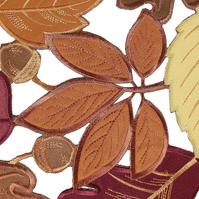 OWENIE 4 PCS Thanksgiving Placemats for Dining Table, 13 x 19 Inch Set of 4 Embroidered Maple Leaves Table mats for Fall, Harvest Applique Leaf for Autumn Decorations