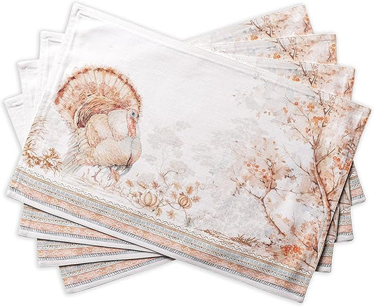 Reusable Cotton Table Mats – 4-Piece Elegant Dining Placemats for Kitchen, Coffee Bar & Holiday Decor