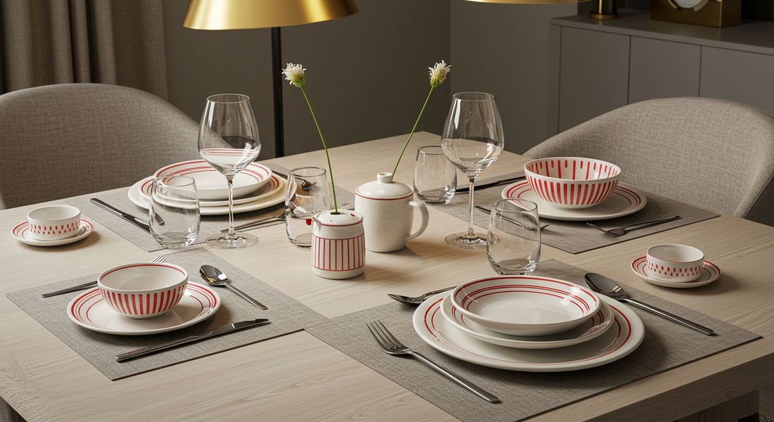 Enhancing Everyday Dining: A Look into the Red Striped Ceramic Dinnerware Set