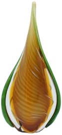 Handmade Blown Murano-Style Art Glass Sculpture, Yellow and Green Glass Craft Decoration