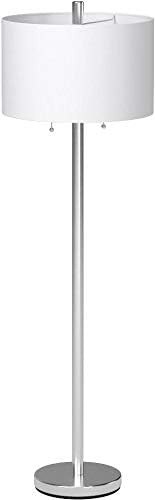 Adesso 4067-22 Boulevard Floor Lamp, 61 in., 2 x 100 W Incandescent/26W CFL, Brushed Steel Finish, 1 Tall Lamp