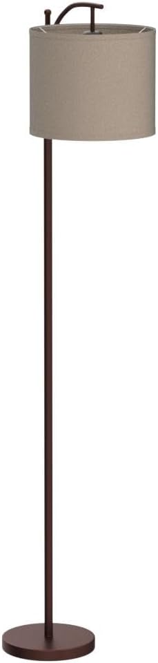 ROTTOGOON Floor Lamp for Living Room, LED Standing Lamp with Wood Pattern Lamp Shade Tall Industrial Floor Lamp Reading for Bedroom, Office (9W LED Bulb Included) - (Oil-Rubbed Bronze)