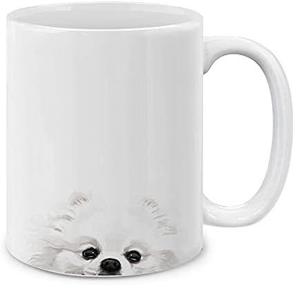 MUGBREW White Teacup Pomeranian Ceramic Coffee Mug Tea Cup, 11 OZ