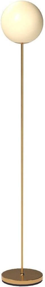 Brightech Luna LED Floor lamp, Modern Lamp for Living Rooms & Offices, Great Living Room Décor, Tall Lamp with Frosted Glass Globe, Mid Century Standing Lamp for Bedroom Reading - Brass/Gold