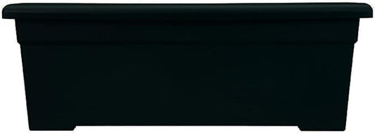 The HC Companies 28 Inch Romana Large Rectangular Planter Box - Lightweight Plastic Outdoor Plant Pot with Drainage for Decks, Patio, Pool, Black