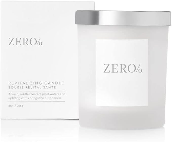 Zero% Luxury Candle (8oz), Subtle Plant Waters and Uplifting Citrus - USA Poured, Coconut Oil and Soy Wax Blend, Cotton Wick