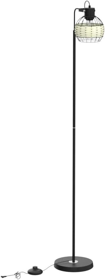 DLLT LED Floor Lamp, Adjustable Head Standing Lamp with Heavy Metal Based, Farmhouse Tall Rattan Floor Lamps Reading Lighting for Living Room, Bedroom, Study Room, Office, 8W 3000K E26 Bulb Included
