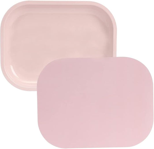 HOKirin Pink Small Metal Tray with Soft PVC Magnetic Lid,7"x5.5"x0.6"
