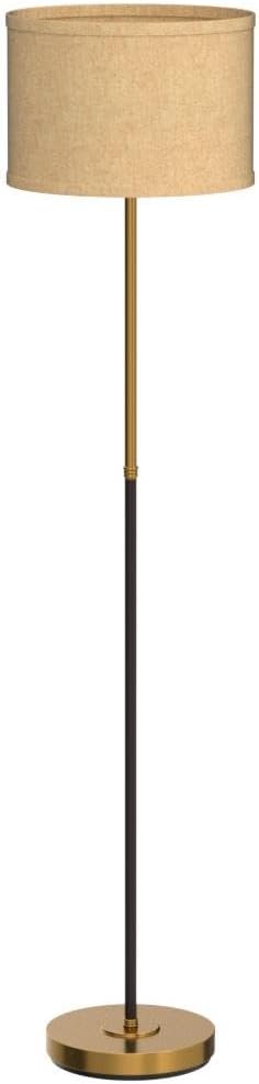 Brightech Emery LED Floor Lamp, Mid-Century Standing Lamp for Bedroom Reading, Modern Lamp for Living Rooms & Offices, Great Living Room Décor, Tall Lamp With Drum Shade & Brass Finish