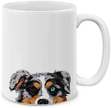 MUGBREW Merle Aussie Australian Shepherd Dog Ceramic Coffee Mug Tea Cup, 11 OZ
