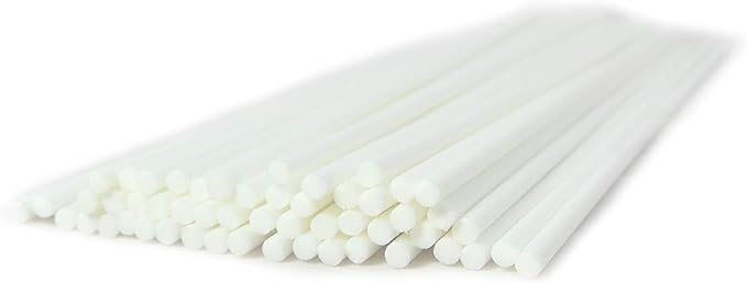 50pcs Fibre Reed Diffuser Sticks, DIY Home Fragrance Scented Oil Sticks (12" x 3mm, White)