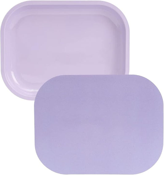 HOKirin Metal Tray With Soft Magnetic Lid, Small Blank With Spill Proof Cover, Cute Purple, Perfect for Home and On-The-Go, 7" x 5.5" x 0.6"