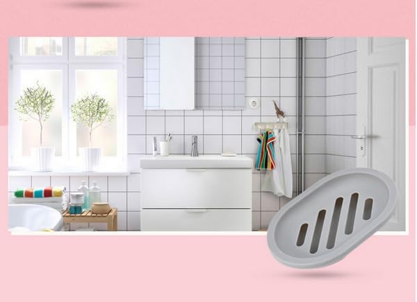 Topsky 4pcs Soap Dish with Drain, Soap Holder, Soap Saver, Easy Cleaning, Dry, Stop Mushy Soap (Grey)