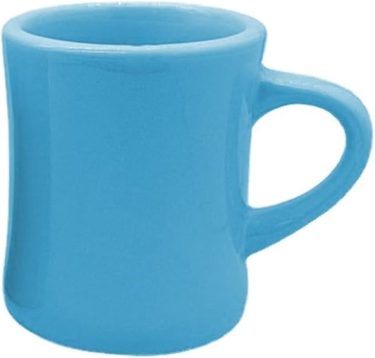Funny Guy Mugs Classic Retro Diner Coffee Mug - Heavy Duty 10 Oz Stoneware Cup with Easy Grip Handle - Ideal for Hot and Cold Beverages (Light Blue, 10 Ounce)