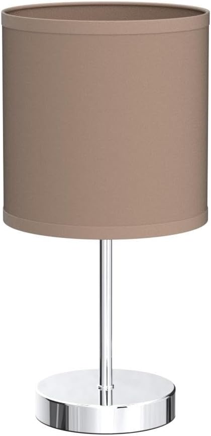 Simple Designs LT2007-GRY-2PK Chrome Mini Basic Table Lamp with Fabric Shade 2 Pack Set, Gray