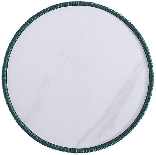 Manhattan Comfort Anderson Modern 18" Round End Table 2.0 | Ceramic Marble Tabletop, Elegant Pleated Leatherette Design & Gold Stainless Steel Base, Fully Assembled Accent Furniture, Set of 2, Green