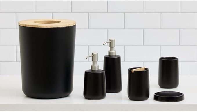 iDesign Ceramic Earth Collection Bar Soap Dish, Matte Black