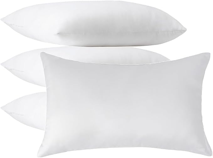 Pack of 4 Throw Pillow Inserts, 18 x 18 Square Cushion Inner Soft Fluffy Plump Stuffer Cushion Pads White Decorative Pillow Inserts (12x20 Inch (Pack of 4))