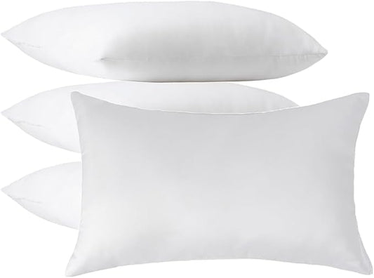 Pack of 4 Throw Pillow Inserts, 18 x 18 Square Cushion Inner Soft Fluffy Plump Stuffer Cushion Pads White Decorative Pillow Inserts (12x20 Inch (Pack of 4))