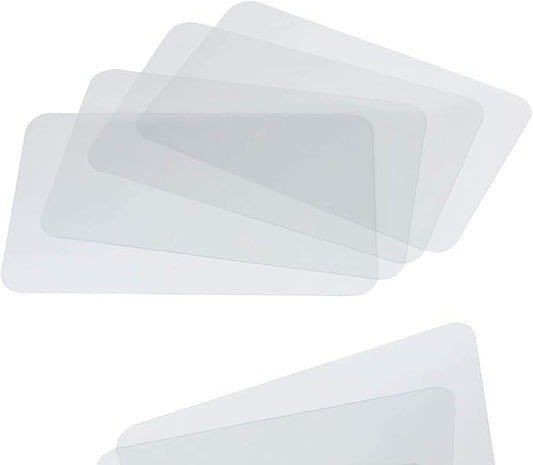 CraftyCrocodile Clear Plastic Placemats Set of 4 - Vinyl Table Protector for Dining, Kitchen, Office, Painting Table, Shelves - Heat Resistant, Crystal Clear, Wipeable Place Mats - 17.5x12