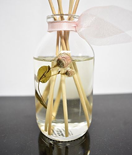 LOVSPA Pink Peony Reed Diffuser Scented Stick Gift Set with Essential Oils and Real Flower Petals in The Bottle, Made in The USA