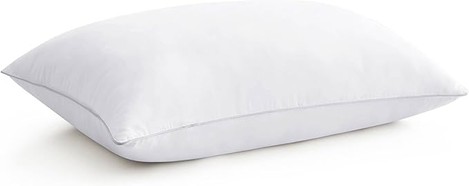 puredown® Goose Feather Bed Pillow with 100% Cotton Cover, 1 Pack, Standard Size Hotel Collection Pillow for Sleeping with Silver Piping