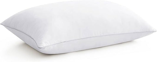 puredown® Goose Feather Bed Pillow with 100% Cotton Cover, 1 Pack, Standard Size Hotel Collection Pillow for Sleeping with Silver Piping