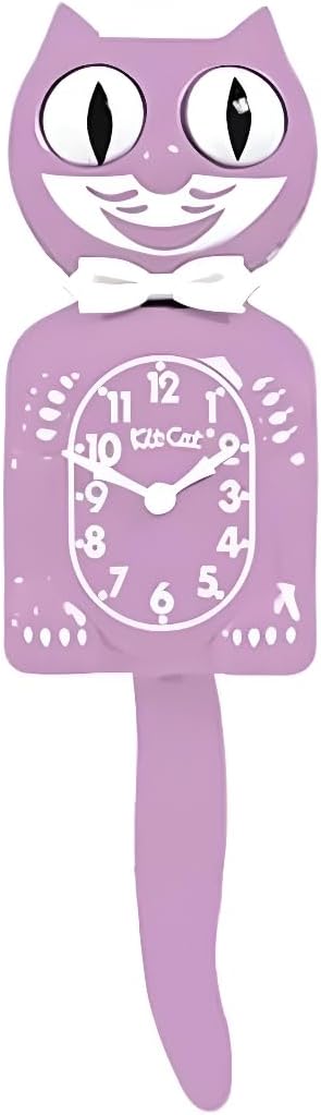 Kit-Cat Clock® Limited Edition Pastel Lilac - Retro Cat Wall Clock with Moving Eyes and Tail, Battery Operated, Made in USA