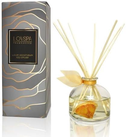 LOVSPA REVITALIZE Mandarin Lime & Basil Reed Diffuser - an Energizing Blend of Mandarin Orange, Bergamot, Lime, Basil, Lilac & Vetiver - Great Kitchen Scent & Nice Home Gift Idea