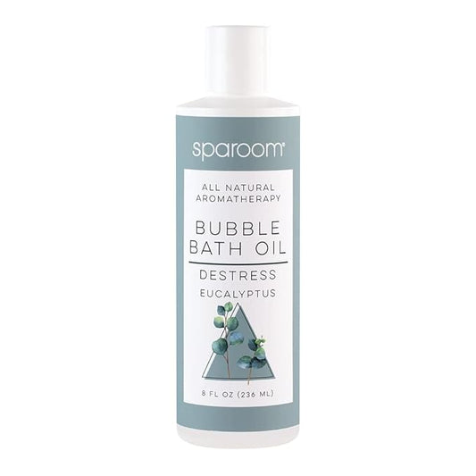 SpaRoom All Natural Hydrating and Nourishing Aromatherapy Foaming Bubble Bath Oil with Jojoba Oil, Olive Oils and Aloe, 8 oz, Destress-Eucalyptus