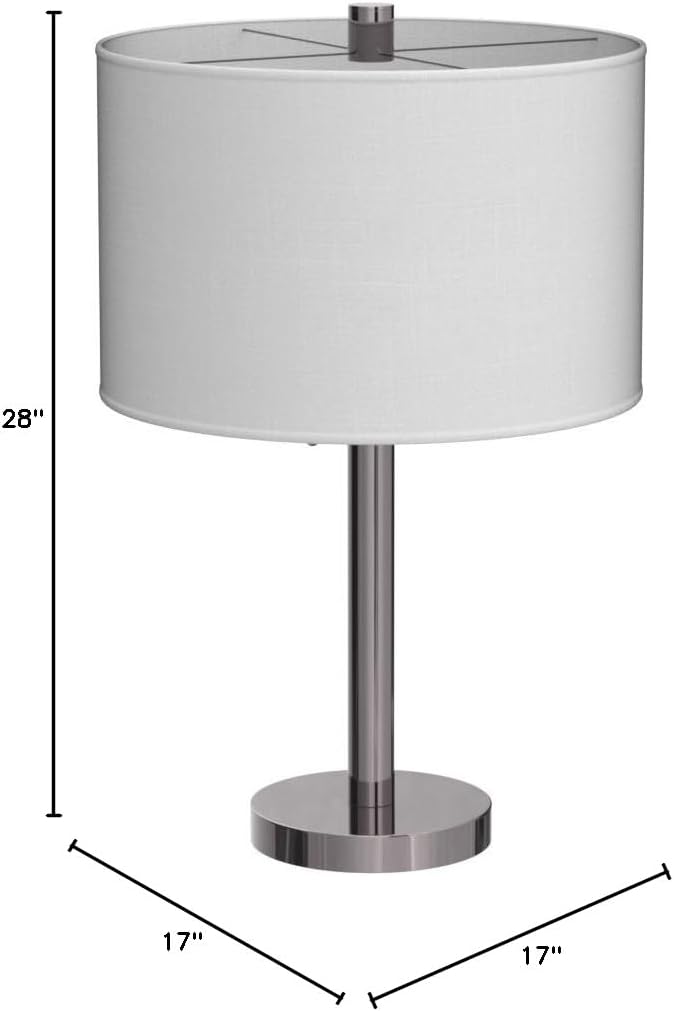 Adesso 4066-22 Boulevard Table Lamp, 28 in., 2 x 100 W Incandescent/26W CFL, Brushed Steel Finish, 1 Bedside Lamp