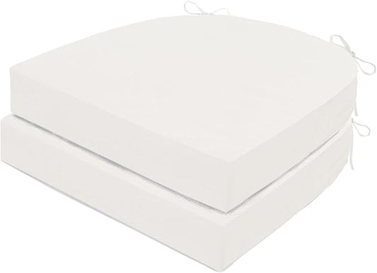 Outdoor Chair Cushions Set of 2, Waterproof Memory Foam Patio Seat Cushions with Ties for Garden Sofa & Dining Furniture, 3-Year Color Fastness, 16x17x2 Inch, Beige