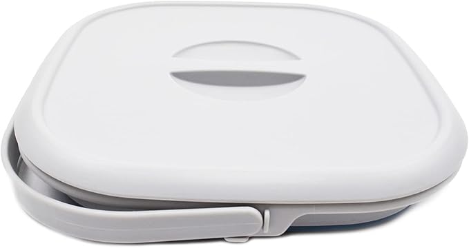 SAMMART 8.5L (2.2 gallon) Collapsible Square Handy Bucket with Lid/Foldable SquareWater Pail with Lid/Portable Tub with Handle and Lid. Size 31x31cm (Grey/Steel Blue, 1)