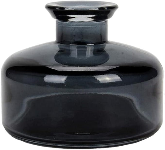 QUUPY 200ml Empty Glass Diffuser Bottle Round Aromatherapy Jar Container Essential Oil Perfume Fragrance Accessories for DIY Replacement Reed Sticks Crafts Decor Black
