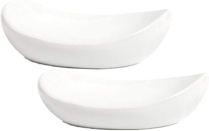 Ceramic Soap Dish Holder Set of 2, for Bathroom,Tub and Kitchen Sink（White 2）