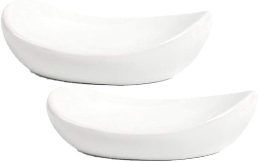 Ceramic Soap Dish Holder Set of 2, for Bathroom,Tub and Kitchen Sink（White 2）