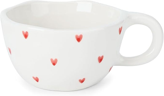 Koythin Ceramic Coffee Mug, Handmade Hot Chocolate Mugs, Cute Cup for Girl Women, Aesthetic Tea Milk Cup with Handle, 8.5 oz/250 ml for Latte, Cocoa, Office, Home (Small Love)