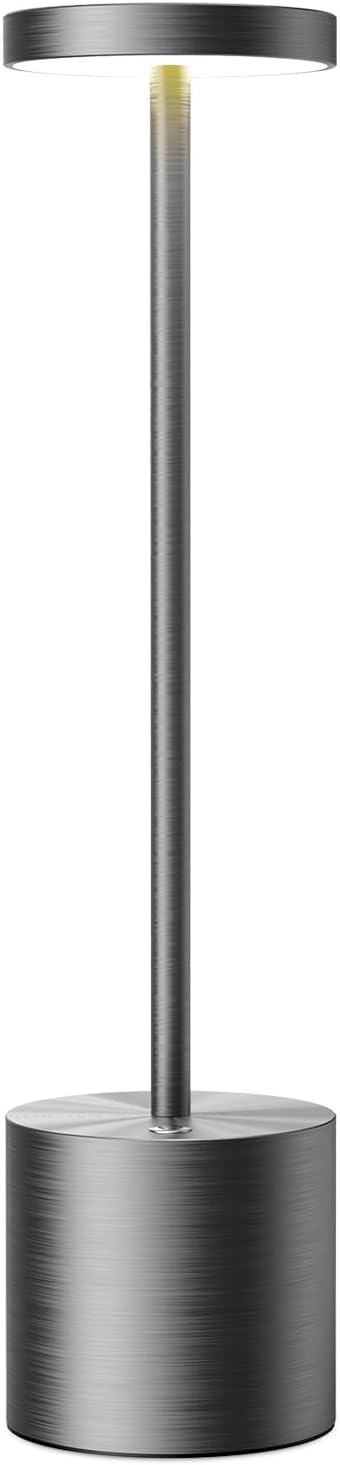 SAKRINGT Cordless Table Lamps Rechargeable,6000mAh Portable Battery Operated LED Table Light for Restaurant Outdoor Grey