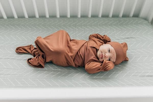 Desert Sage Muslin Crib Sheet by Mebie Baby, Soft and Breathable Bed Sheets for Babies, Modern Neutral Bedding for Cribs, Standard Crib Mattress Fitted Sheet, Great for Boy or Girl Room or Nursery