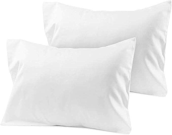 Travel Pillowcase 16 x 20 Inch, 100% Egyptian Cotton Set of 2 Toddler Pillowcase Zipper Closer 600 Thraed Count - Toddler Travel 16x20 Zipper, White Solid