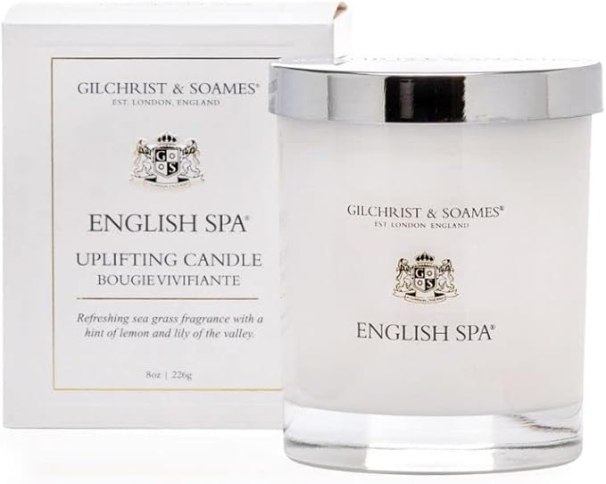 Gilchrist & Soames English Spa Luxury Candle (8oz), Sea Grass, Lemon, and Lily - USA Poured, Coconut Oil and Soy Wax Blend, Cotton Wick