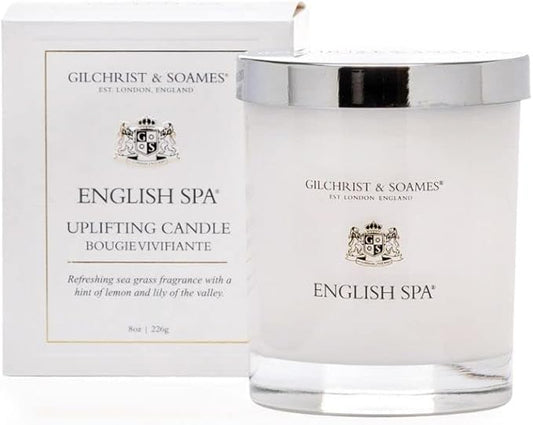 Gilchrist & Soames English Spa Luxury Candle (8oz), Sea Grass, Lemon, and Lily - USA Poured, Coconut Oil and Soy Wax Blend, Cotton Wick